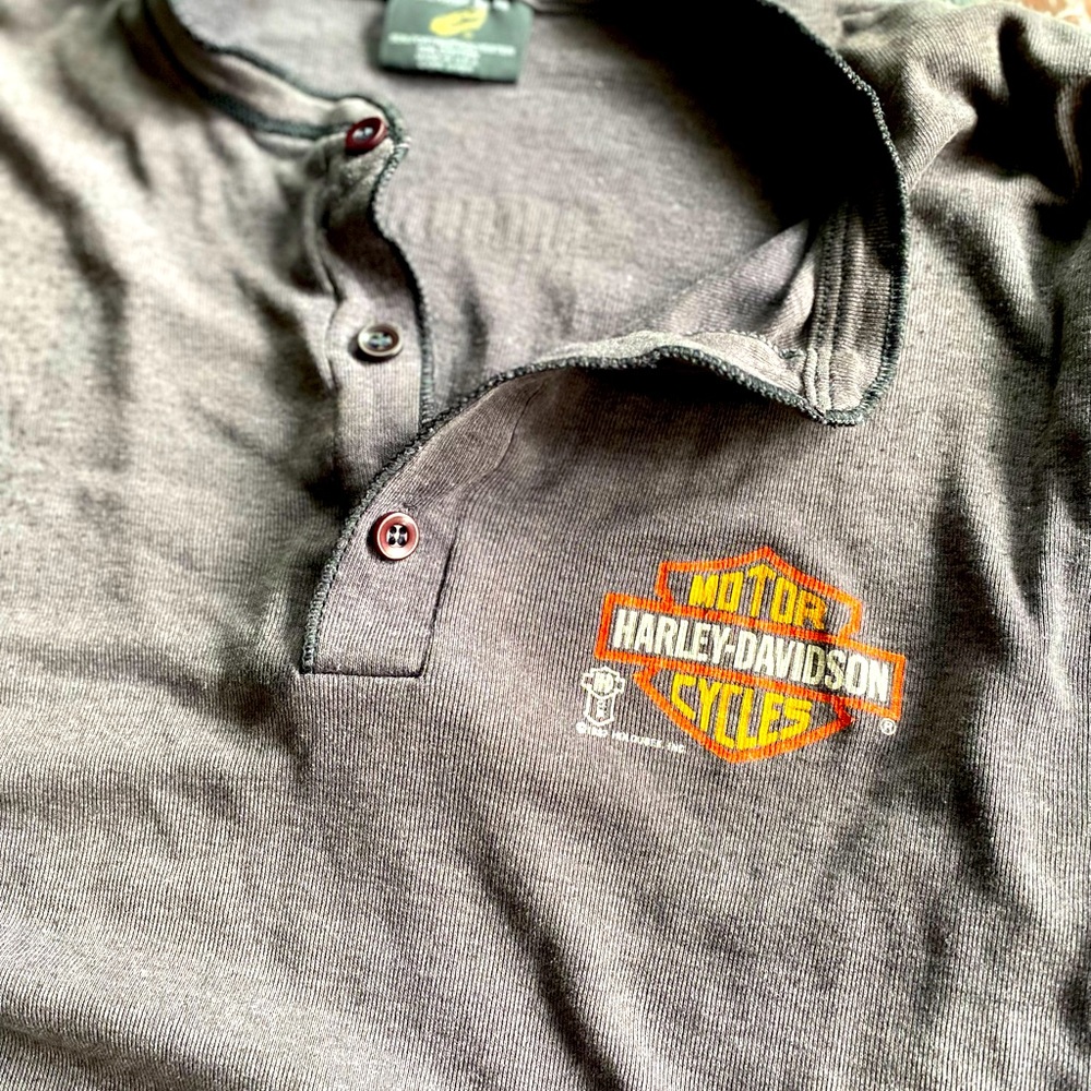 RARE FIND Vintage Harley Davidson Henley Tee